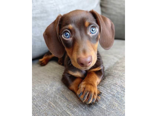 Mavi̇ Gözlü Chocolate And Tan Nadi̇r Dacshund Yavrumuz görsel