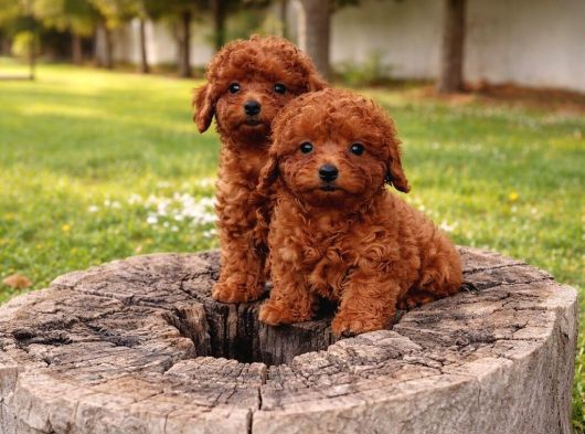 Anne Ve Babayi Görerek Toy Poodle Yavrular görsel