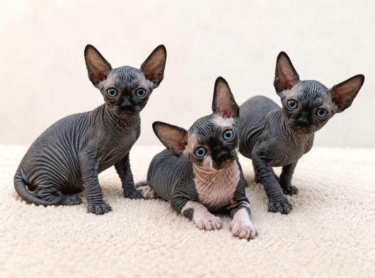 Mavi Gözlü Siyah Sphynx Bebekler görsel