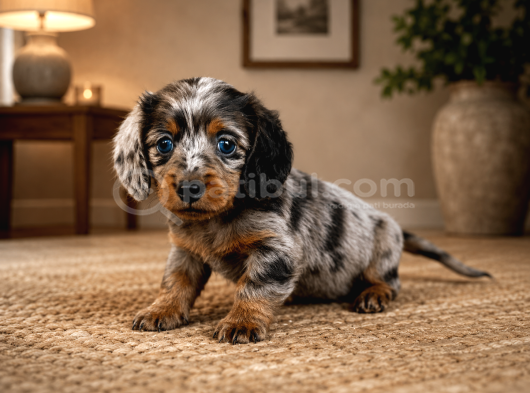 Long Hair Merle Dachshund Yavru görsel
