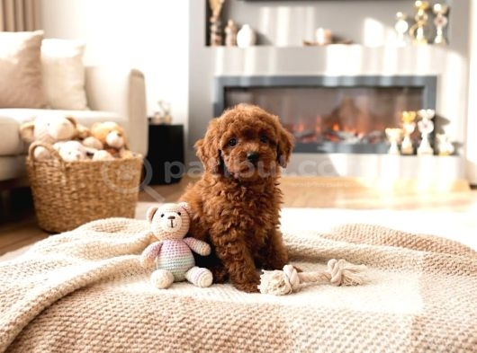 Orjinal Toy Poodle Erkek Dişi Red Yavru Şecereli Anne Baba görsel